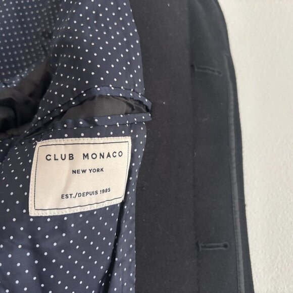 $600 Club Monaco Black Wool Overcoat/ Top Coat Surgeon’s Cuffs- 36 / Small - Picture 6 of 14